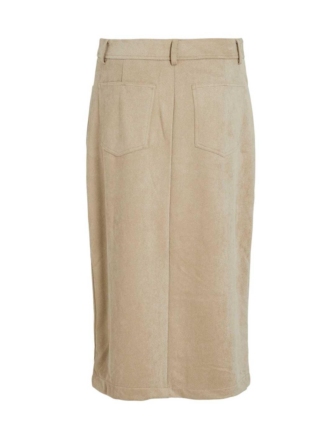 Falda Vila Sudas midi beige de micropana para mujer