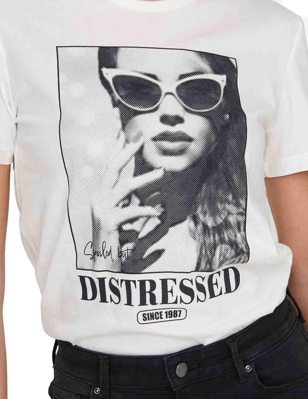 Camiseta Only Alba Distressed manga corta imagen para mujer