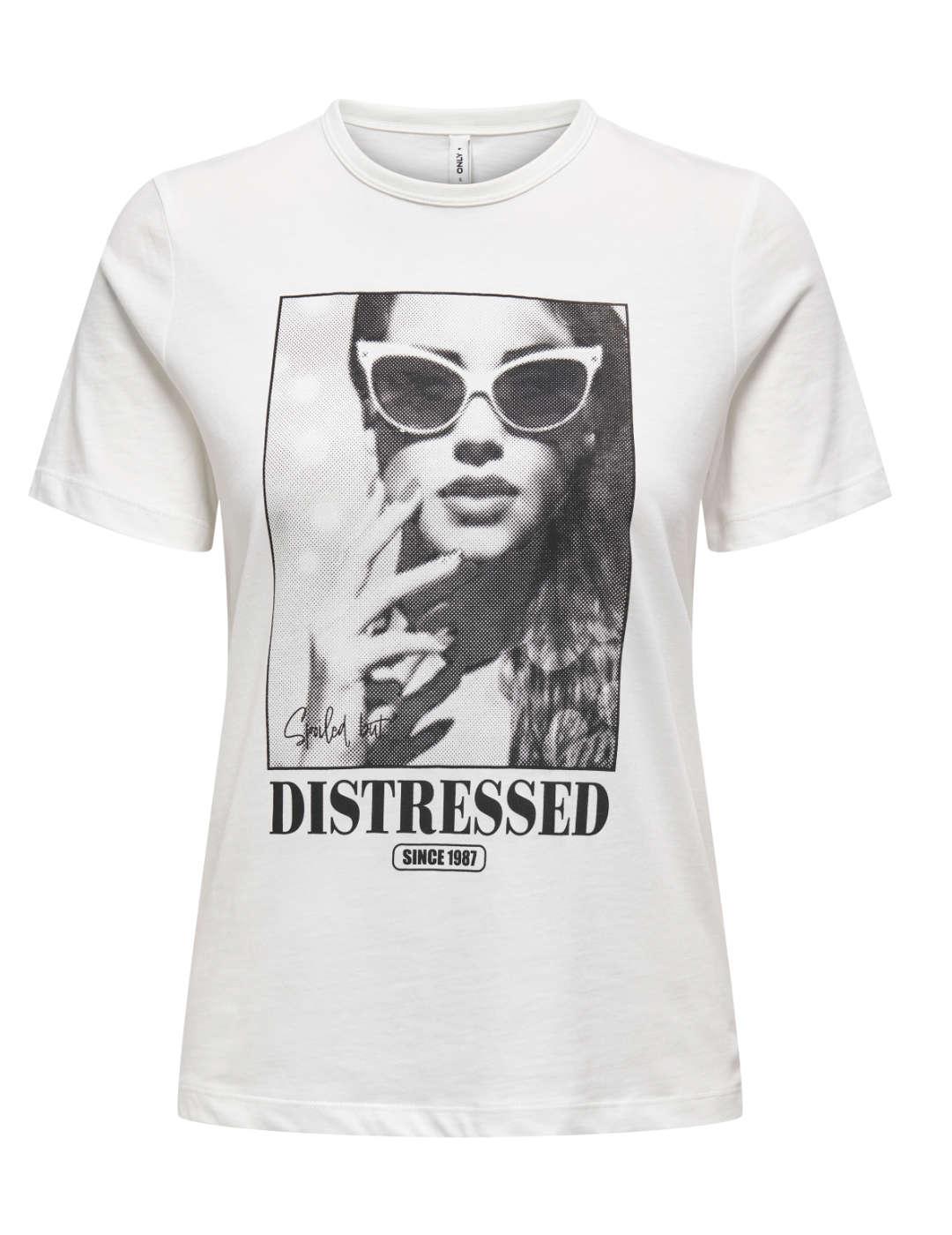 Camiseta Only Alba Distressed manga corta imagen para mujer