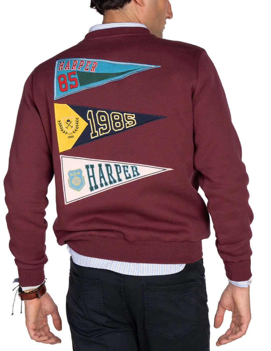 Sudadera Harper&Neyer Stanford granate banderas para hombre