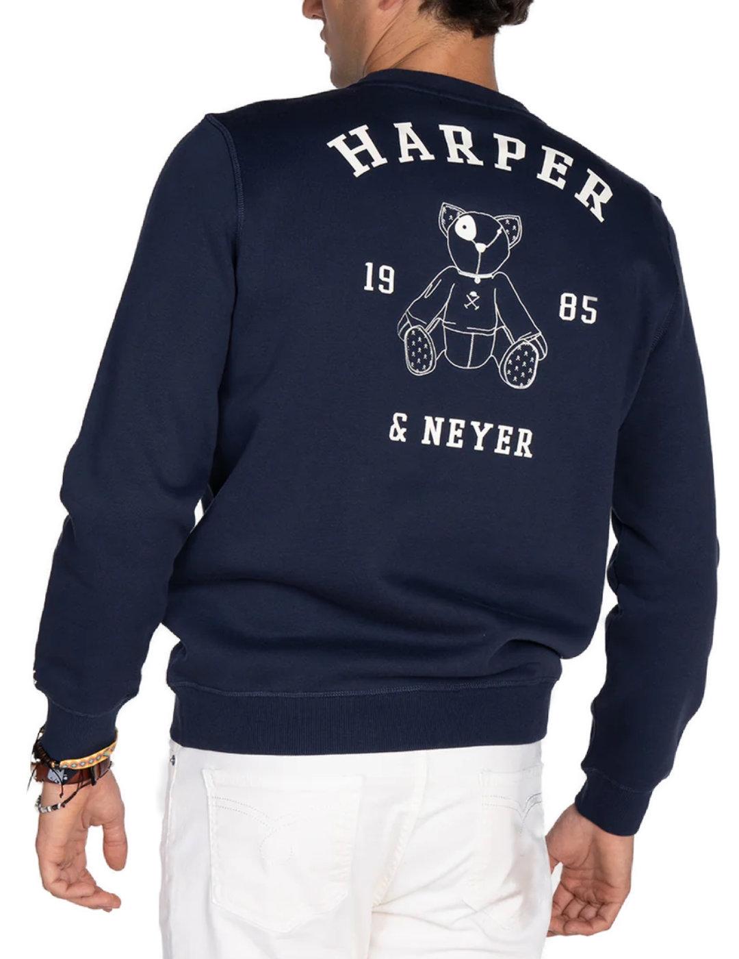 Sudadera Harper&Neyer Arthur azul marino estampado de hombre