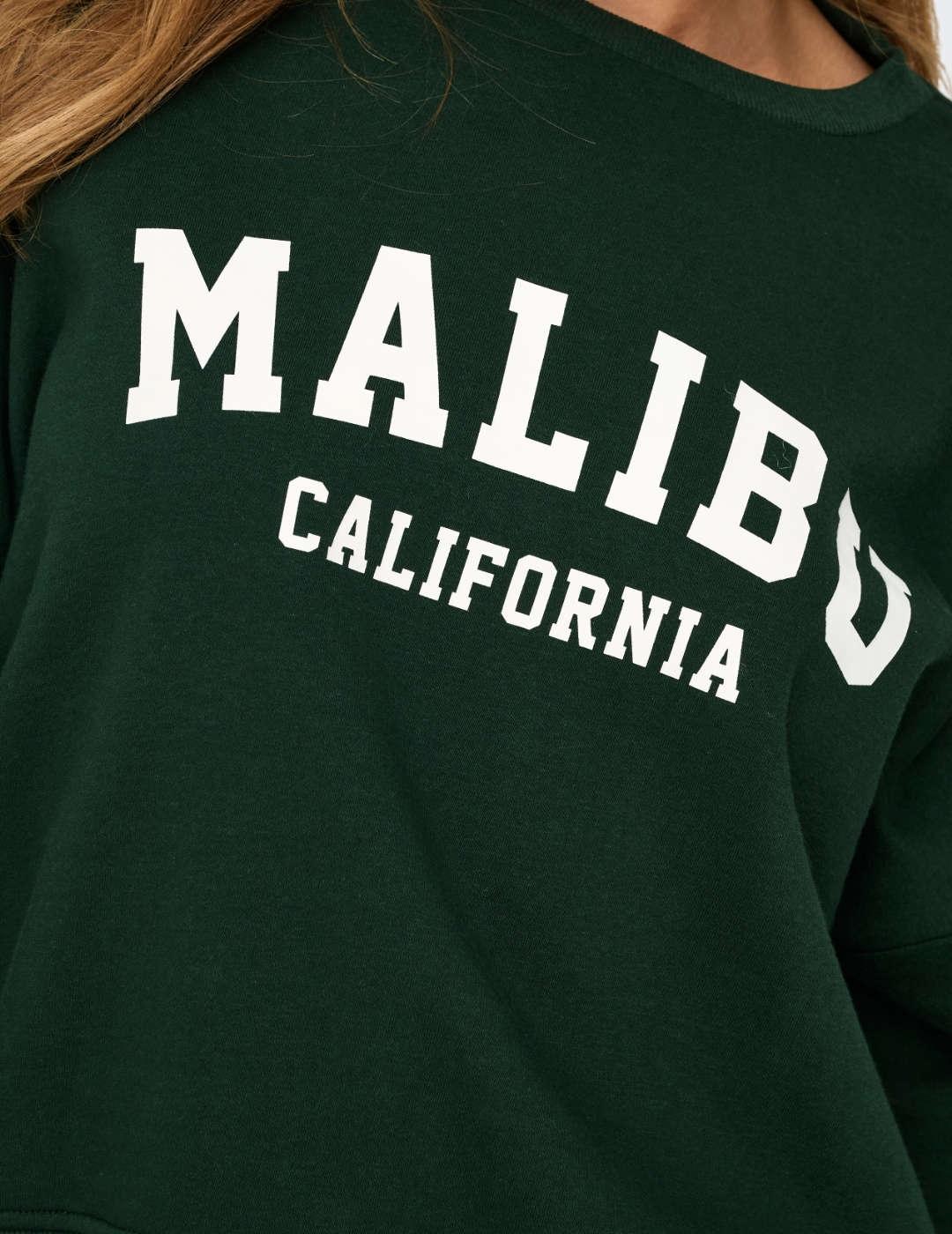 Sudadera Only Sweat verde Malibu sin capucha para mujer