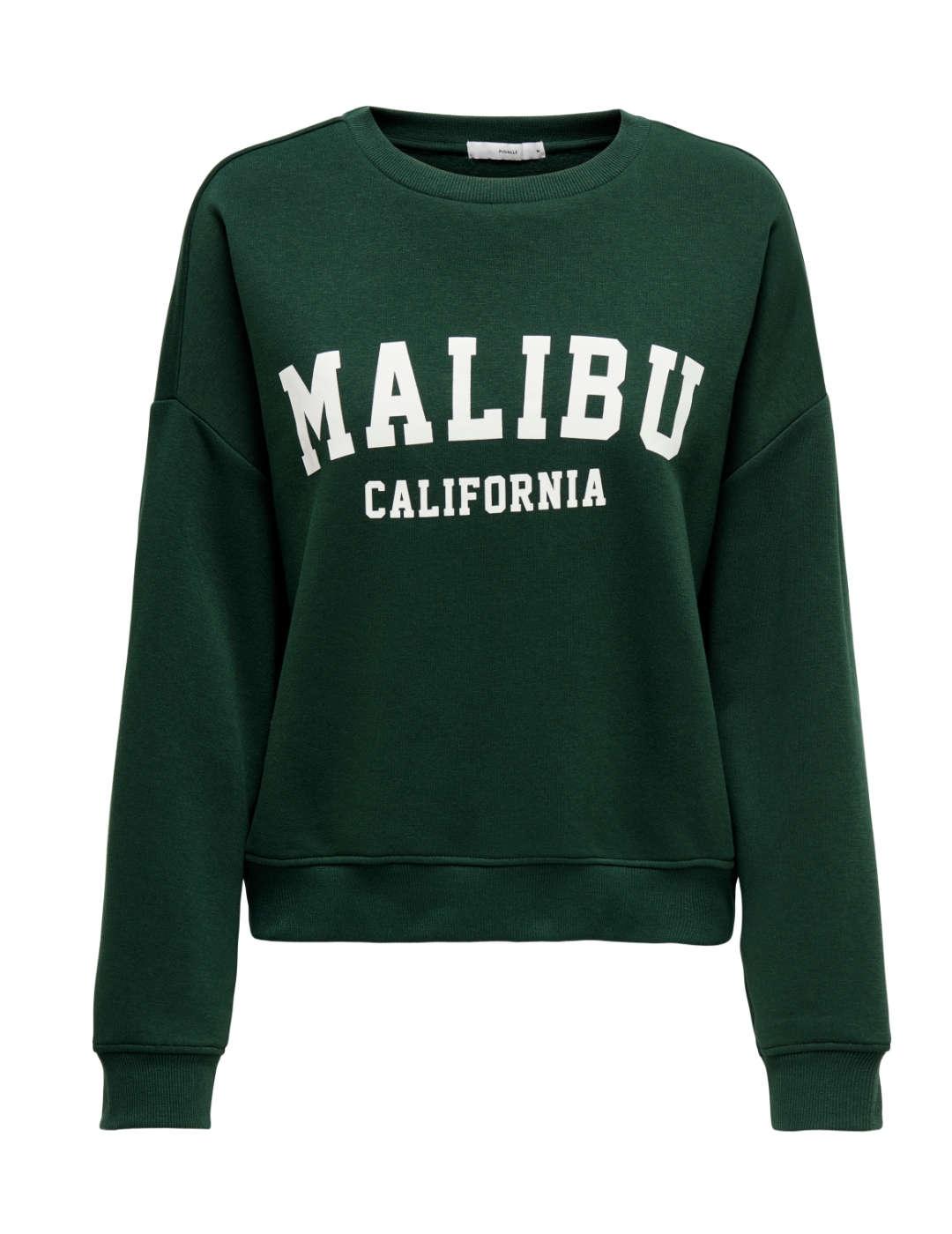 Sudadera Only Sweat verde Malibu sin capucha para mujer