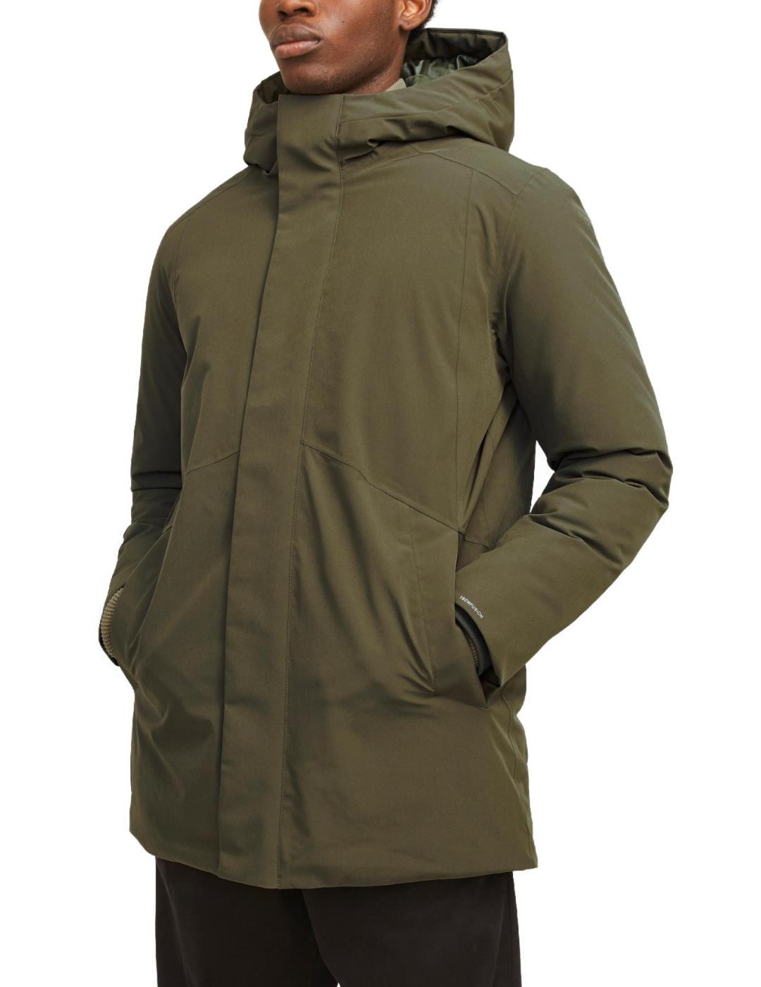 Parka Jack&Jones Ekken verde con capucha para hombre