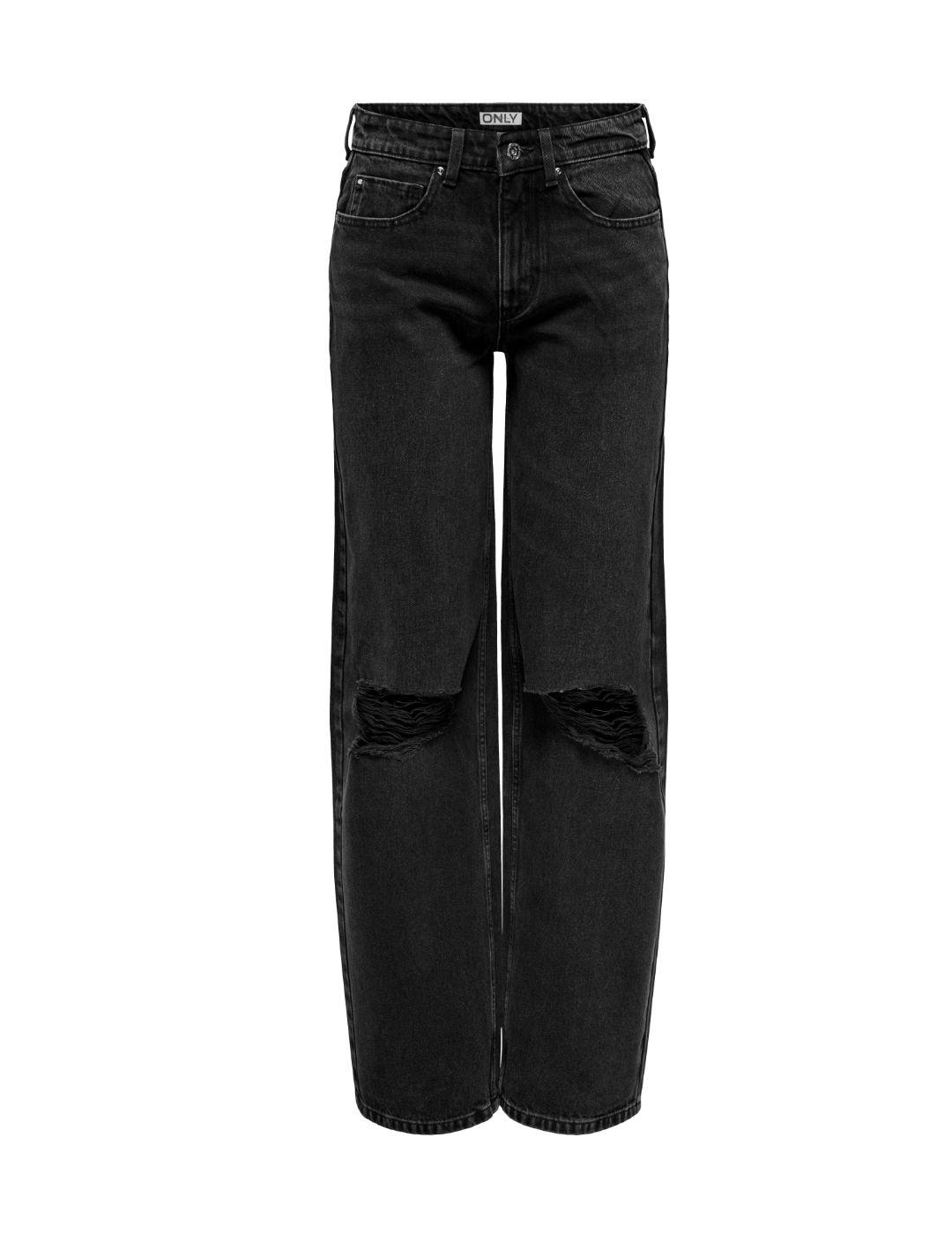 Vaquero Only Carla wide leg negro para mujer-NF