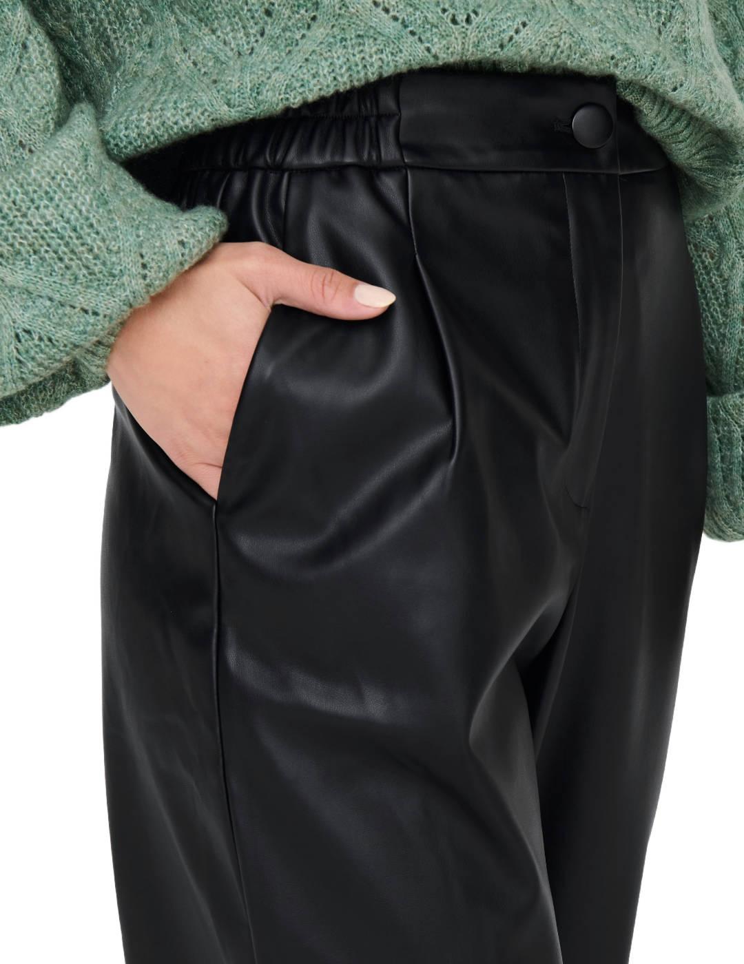 Pantalón Only Mynte negro de polipiel regular fit para mujer