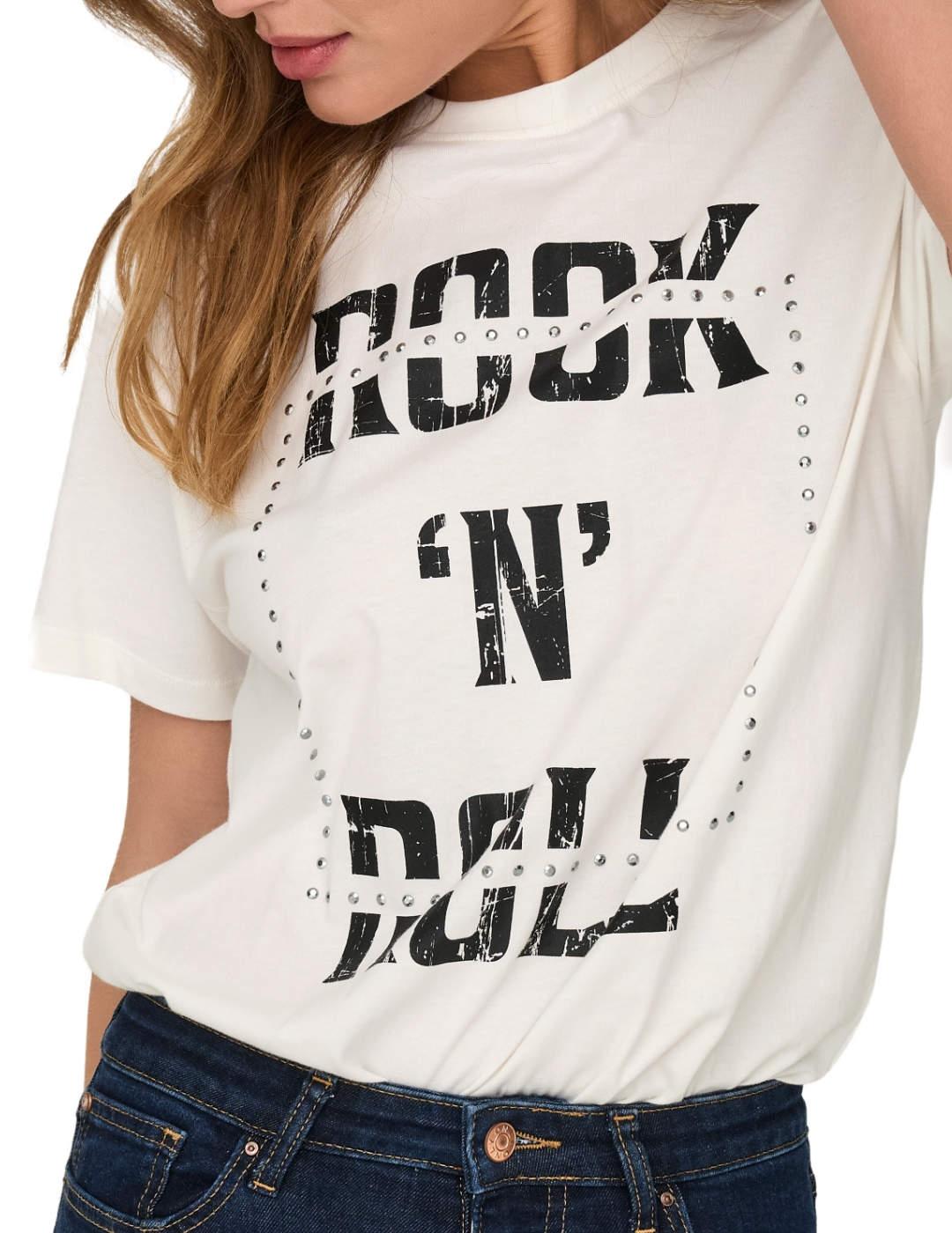 Camiseta Only Dolla Blanca Rock manga corta para mujer