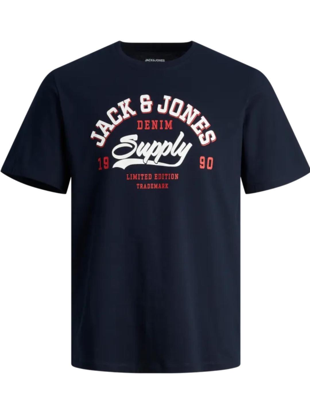 Camiseta Jack&Jones Logo azul marino manga corta para hombre