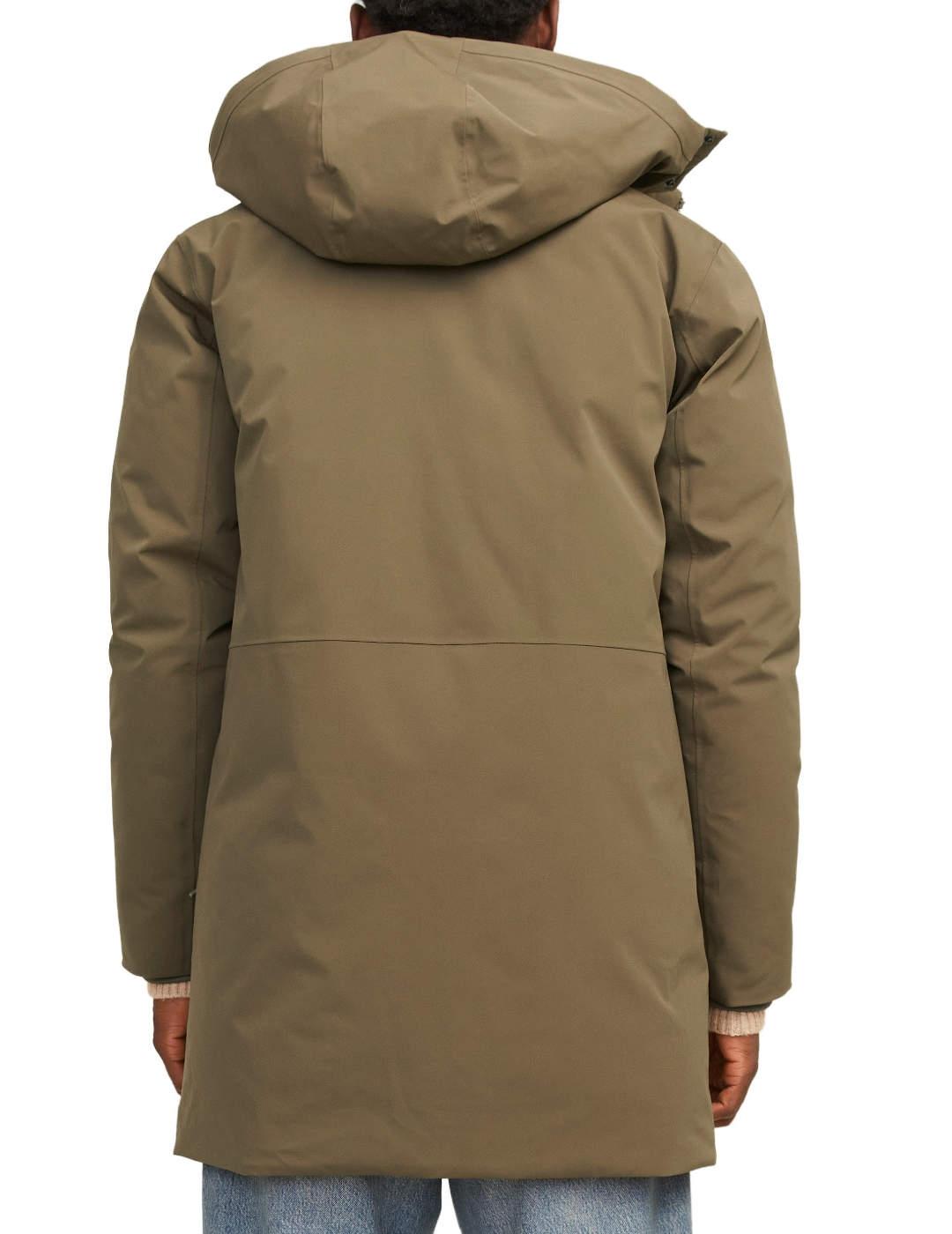 Parka Jack&Jones Wave marrón con capucha para hombre