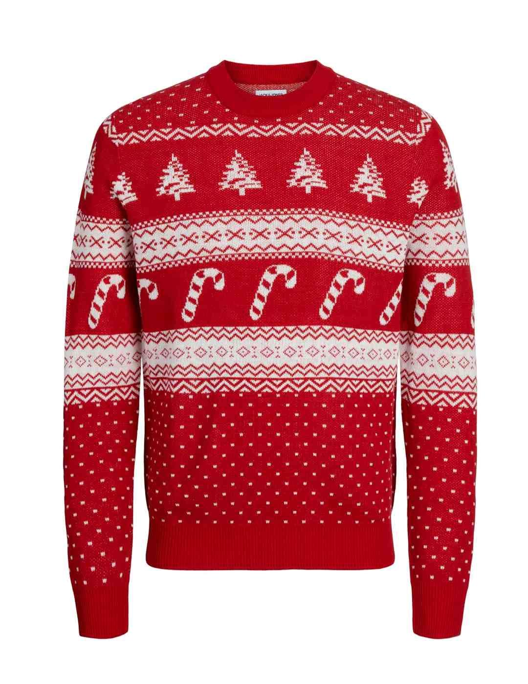 Jersey Jack&Jones Xmas rojo de punto para hombre