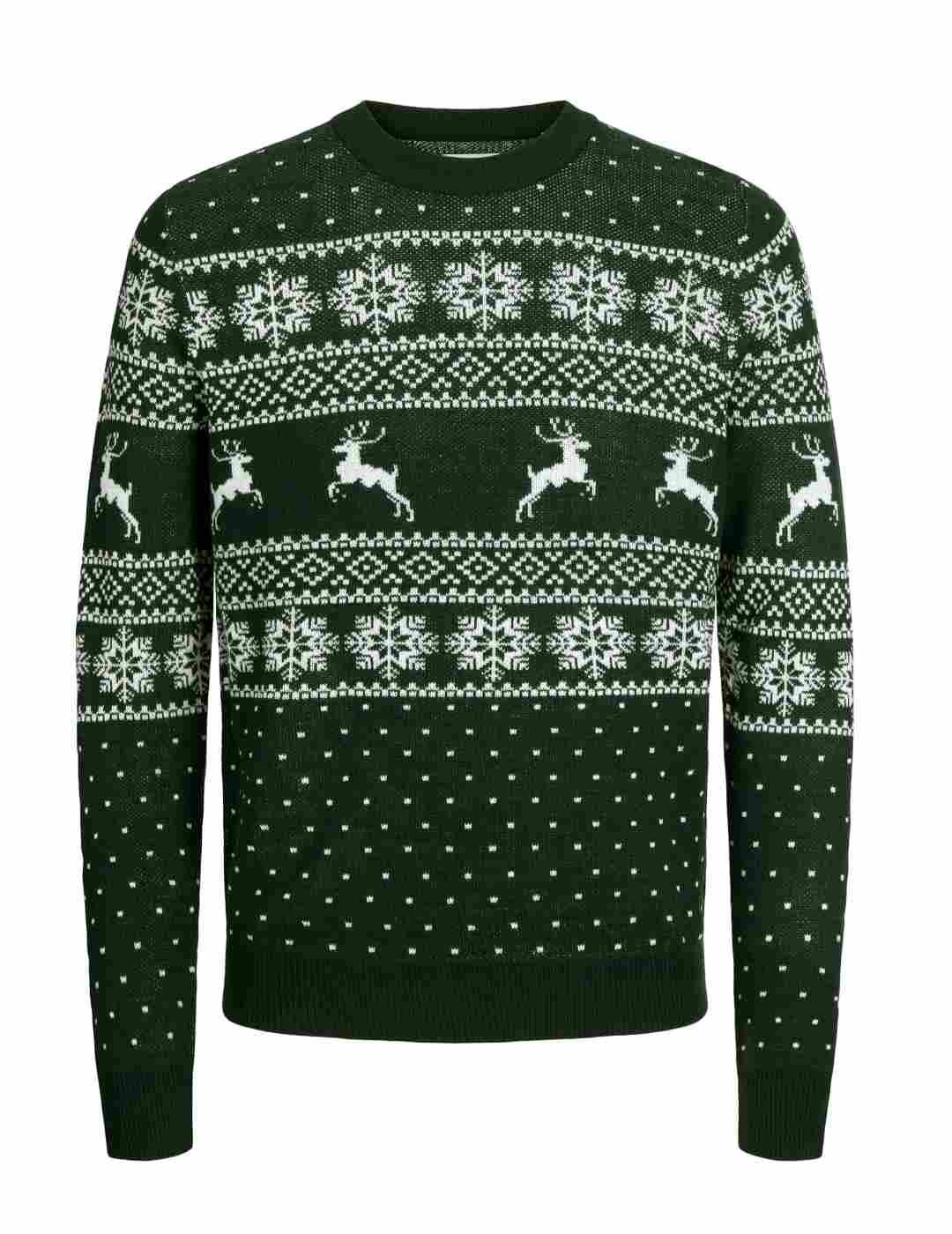 Jersey Jack&Jones Xmas verde de punto para hombre