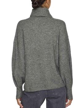 Jersey Vila Vimalina gris oscuro de punto regular para mujer