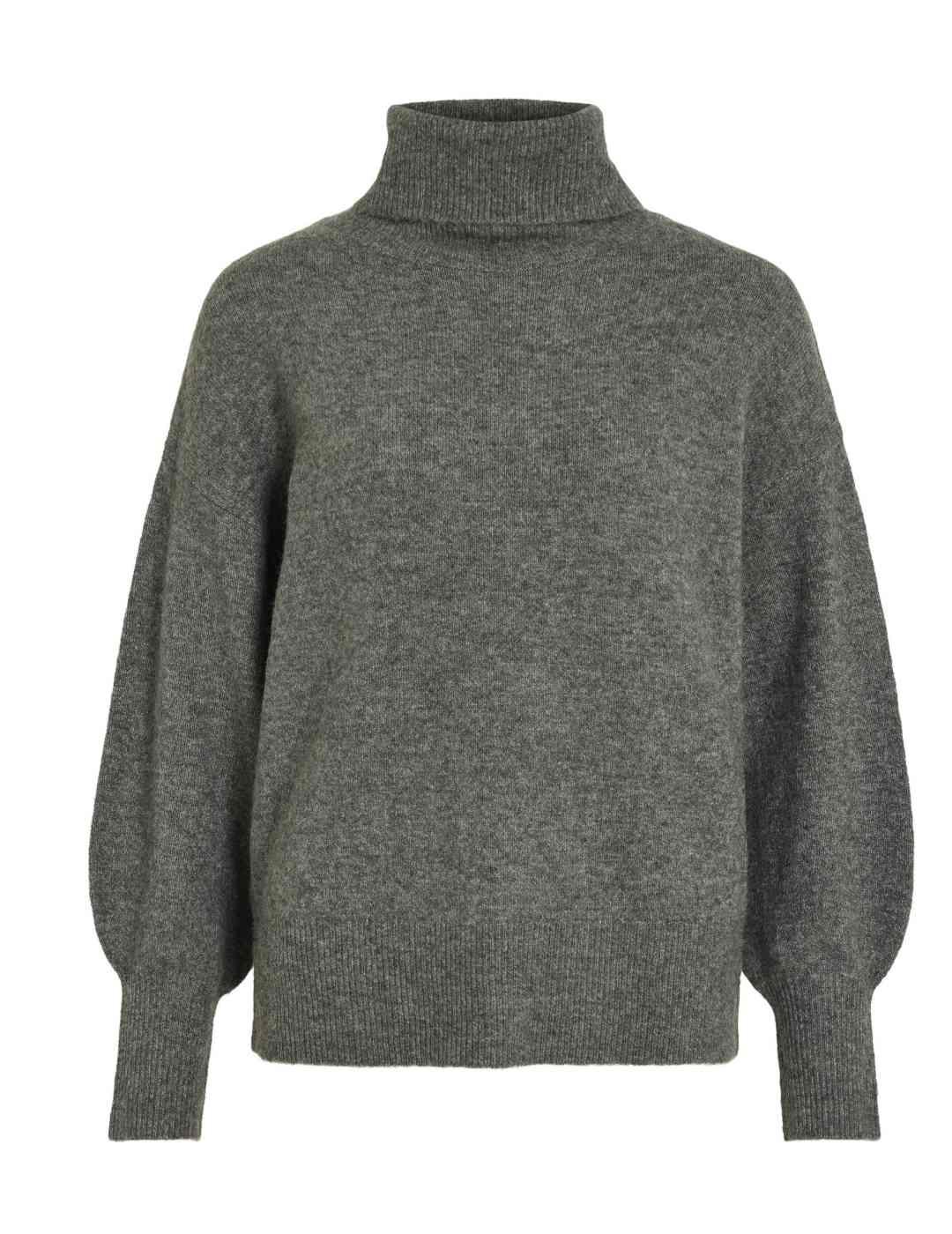 Jersey Vila Vimalina gris oscuro de punto regular para mujer