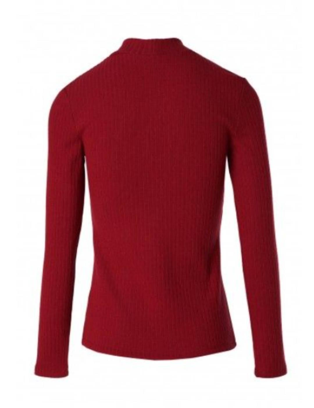 Jersey Salsa rojo con cadena de punto fino para mujer