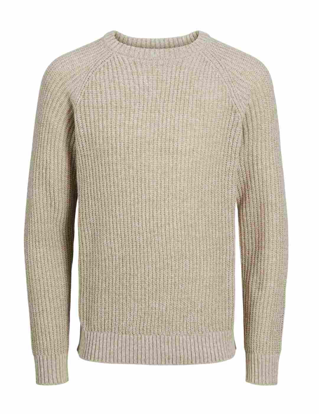 Jersey Jack&Jones de punto beige y blanco para hombre