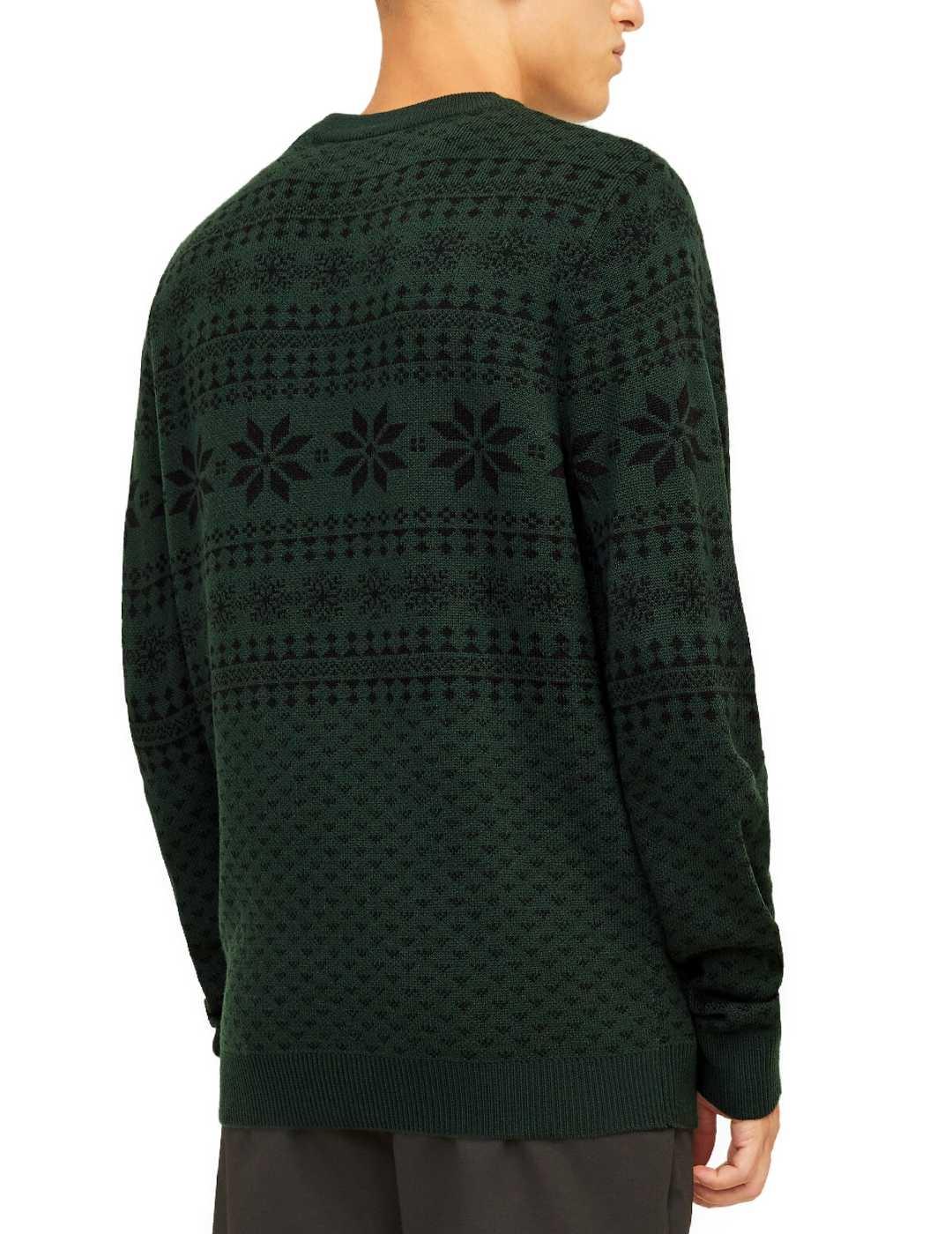 Jersey Jack&Jones Xmas verde oscuro de punto para hombre