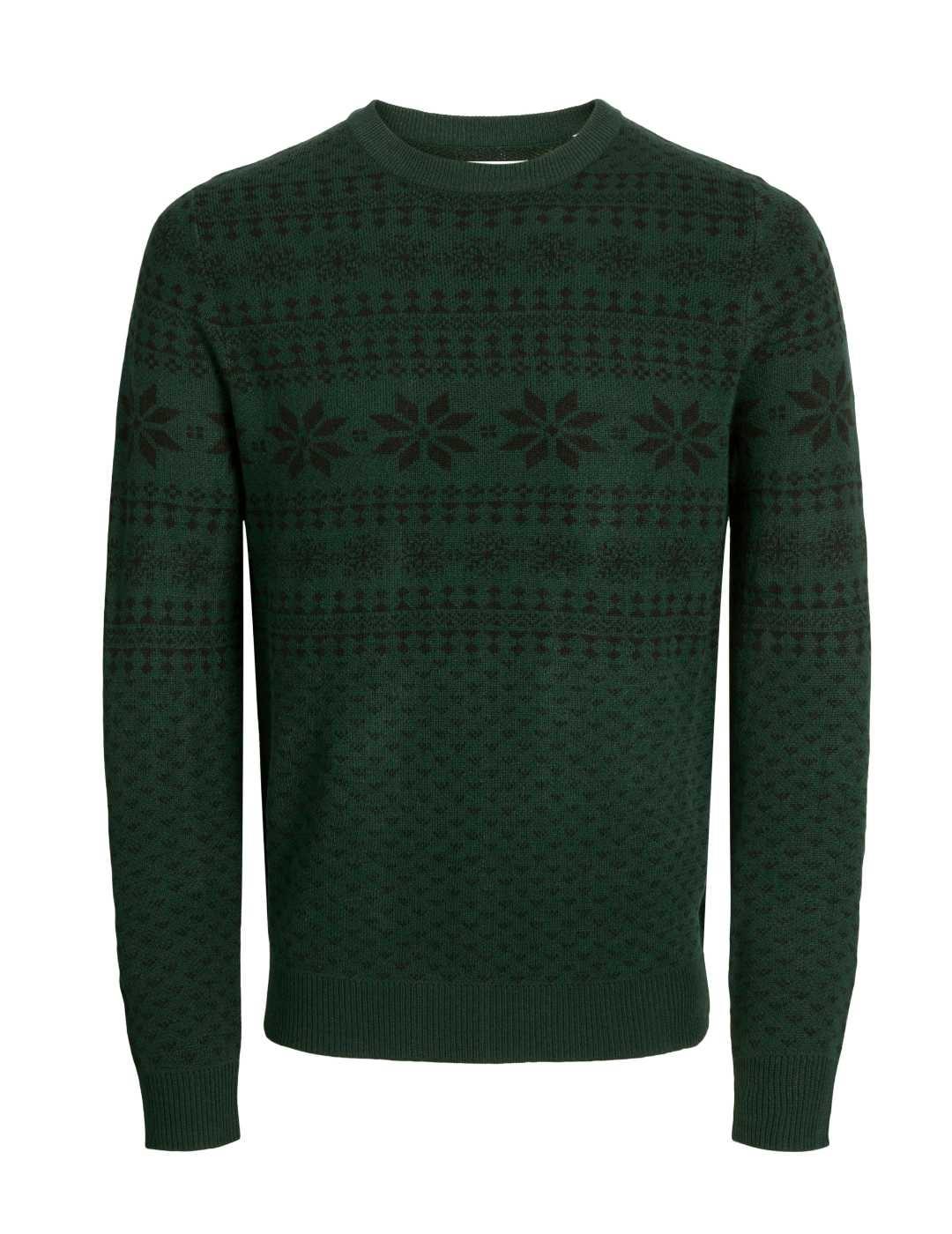 Jersey Jack&Jones Xmas verde oscuro de punto para hombre