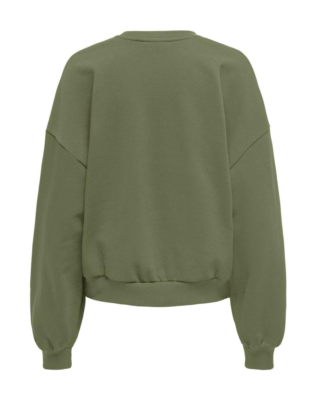 Sudadera Only Katya verde love sin capucha para mujer