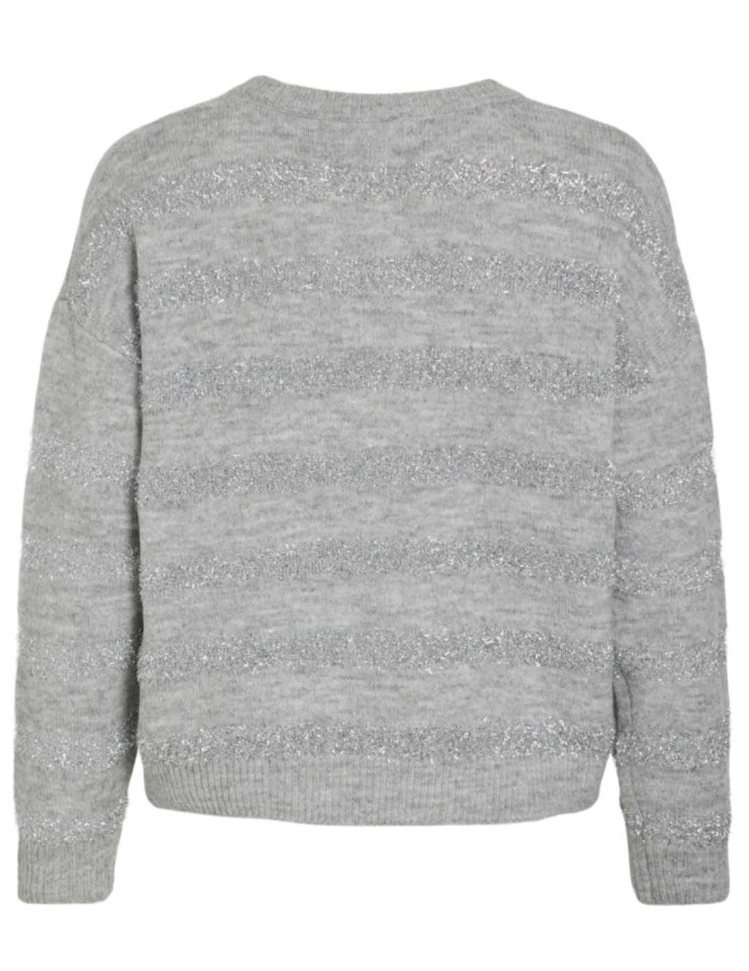 Jersey Vila Glittia gris claro punto de brillos para mujer