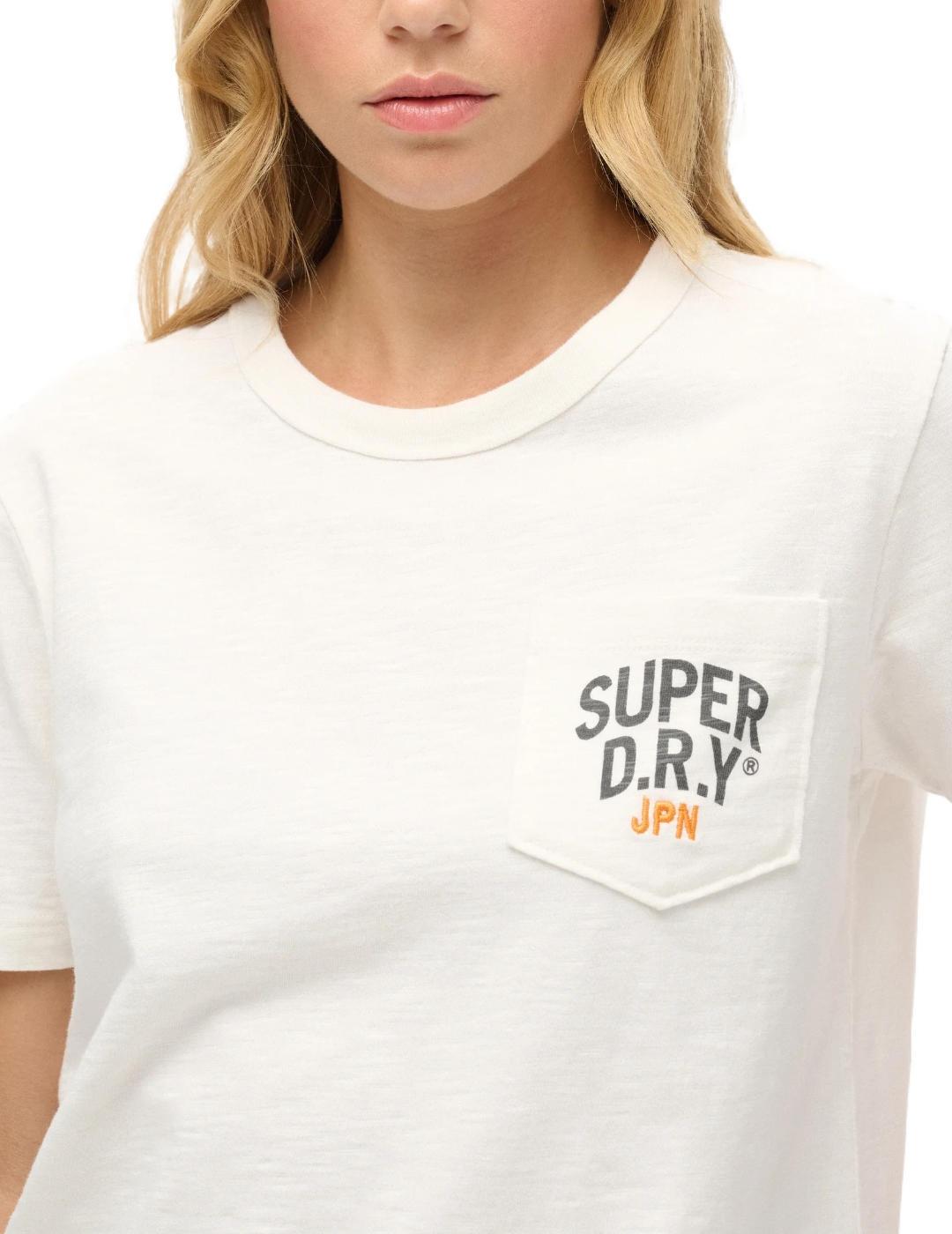 Camiseta Superdry Workwear blanco manga corta para mujer