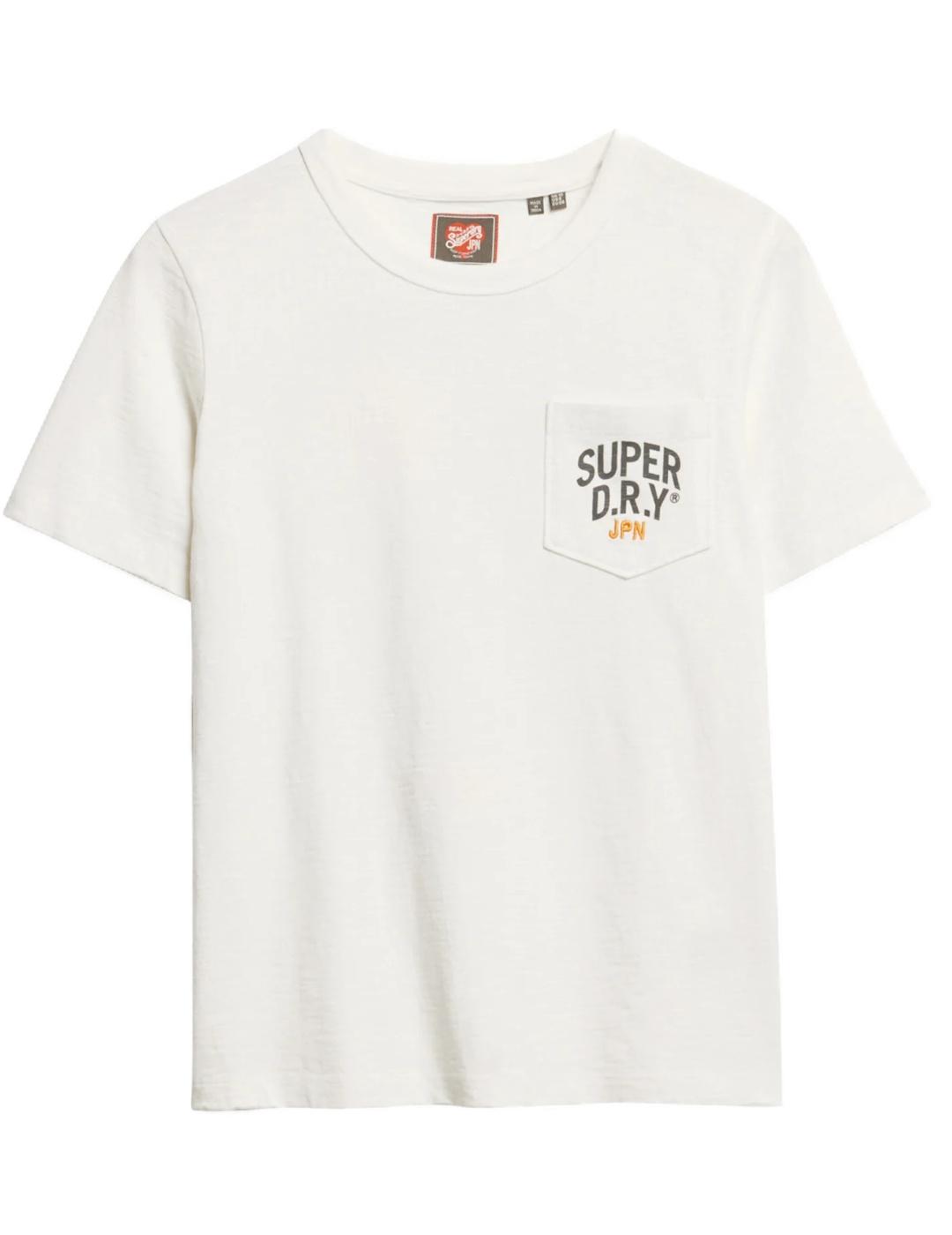 Camiseta Superdry Workwear blanco manga corta para mujer