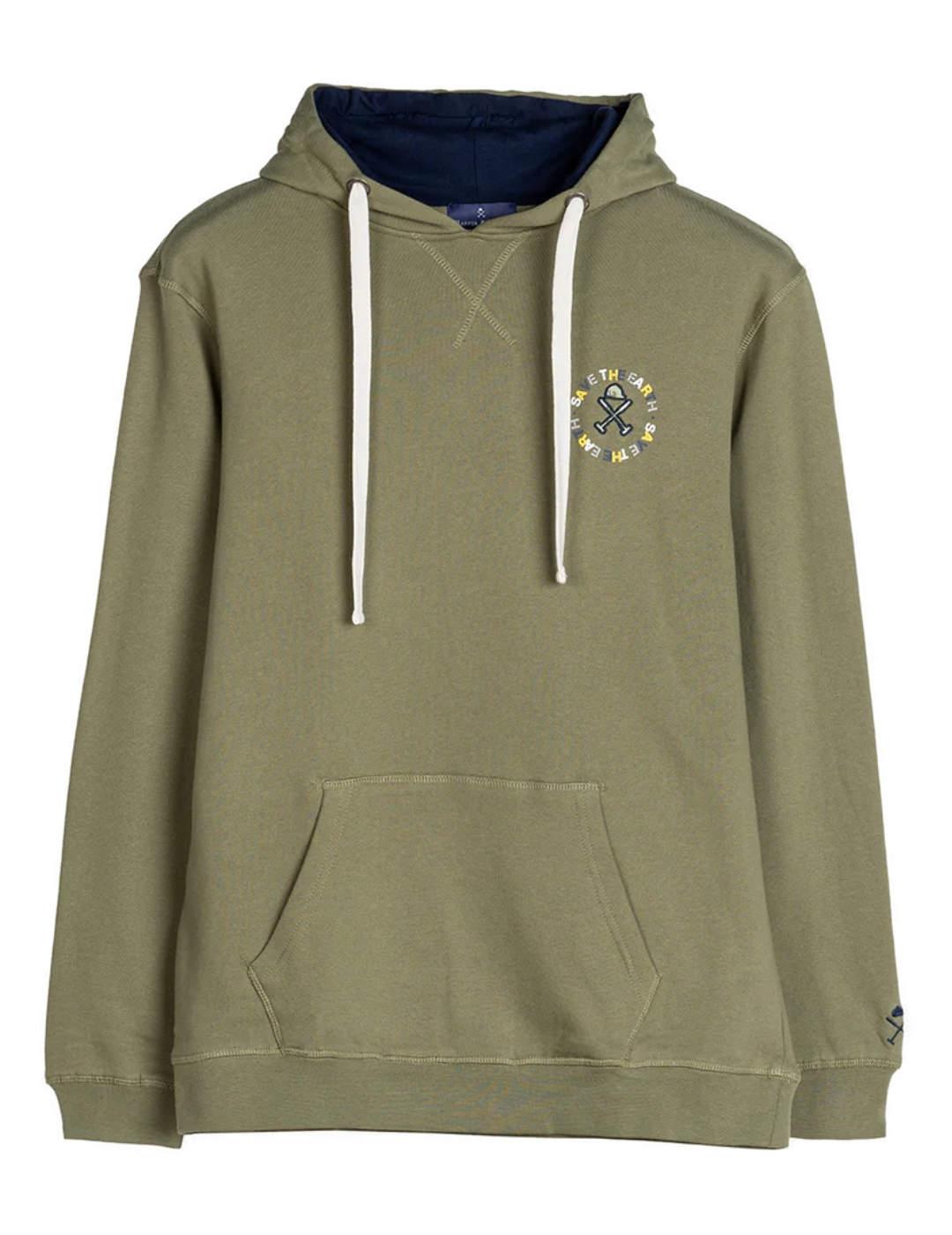 Sudadera Harper&Neyer Earth verde con capucha para hombre