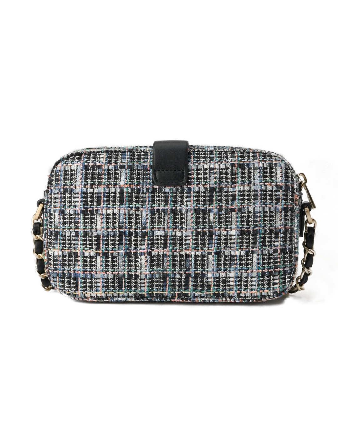 Bolso Salsa tweed azul bandolera negro y azul para mujer