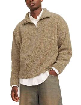 Sudadera Jack&Jones Orroxbury beige borreguillo para hombre