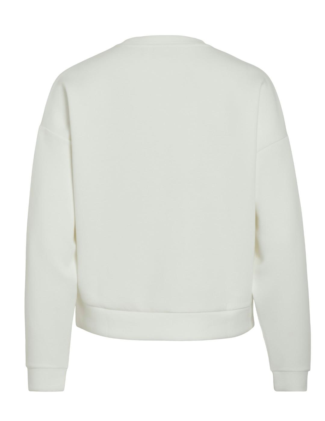 Sudadera Vila Reflect blanco sin capucha letras para mujer