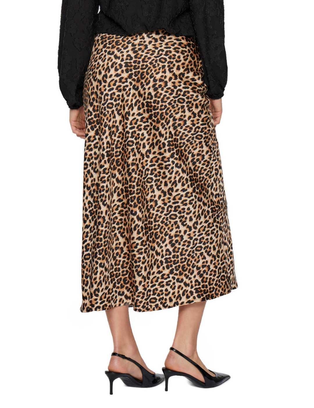 Falda Vila Ellette leopardo marrón y negro midi para mujer