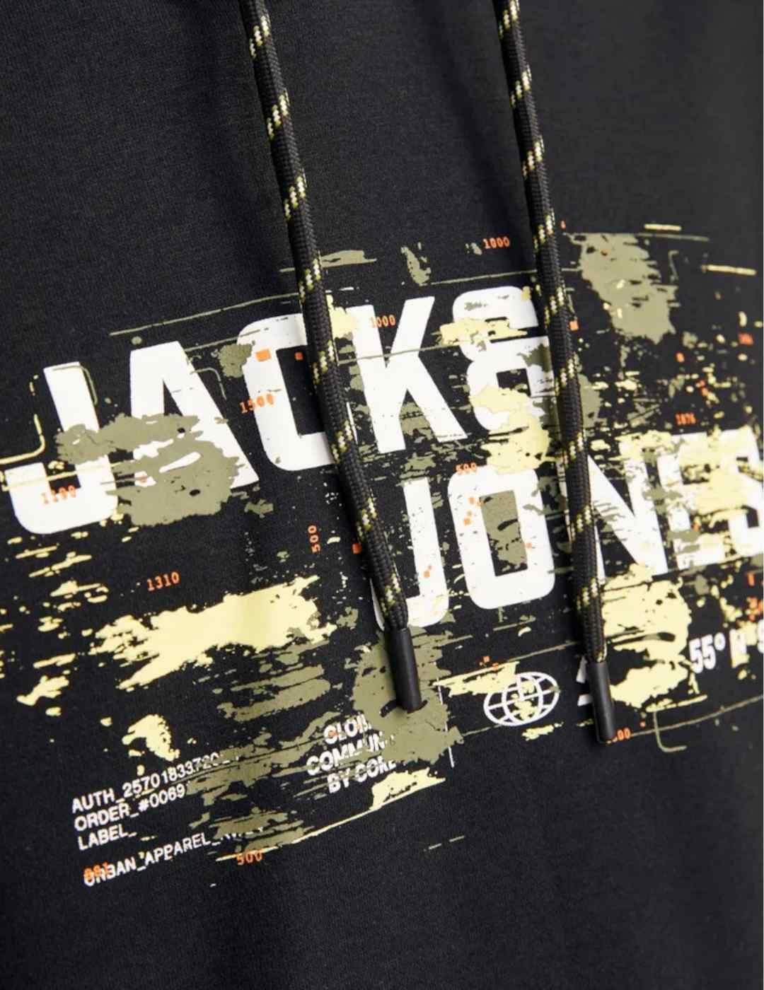 Sudadera Jack&Jones Outdoor negro con capucha para hombre