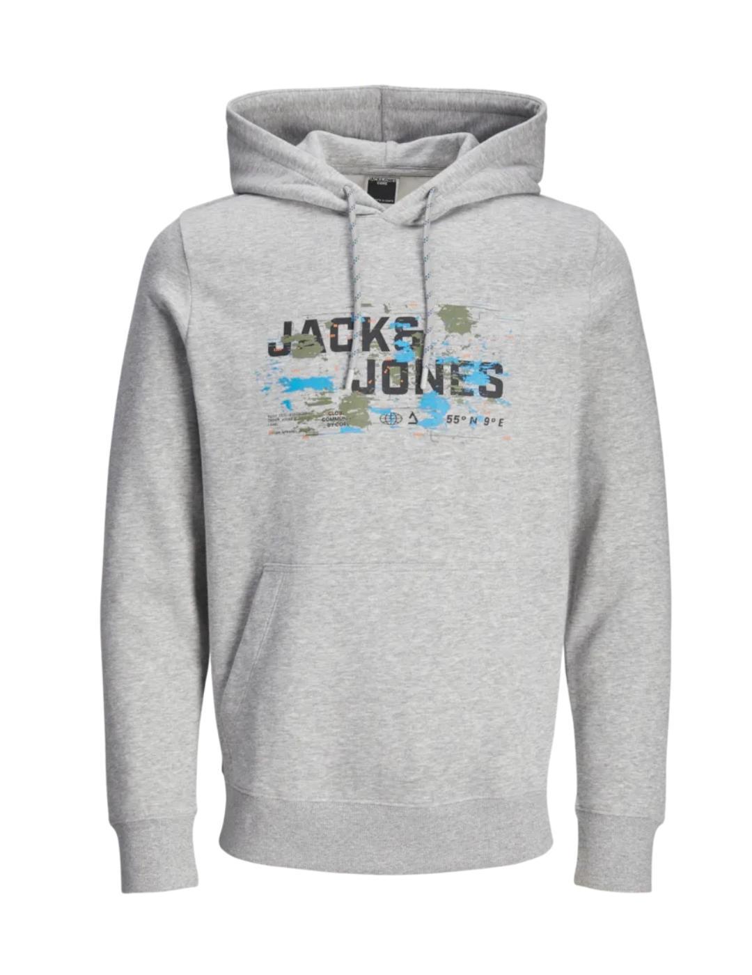 Sudadera Jack&Jones Outdoor gris con capucha para hombre