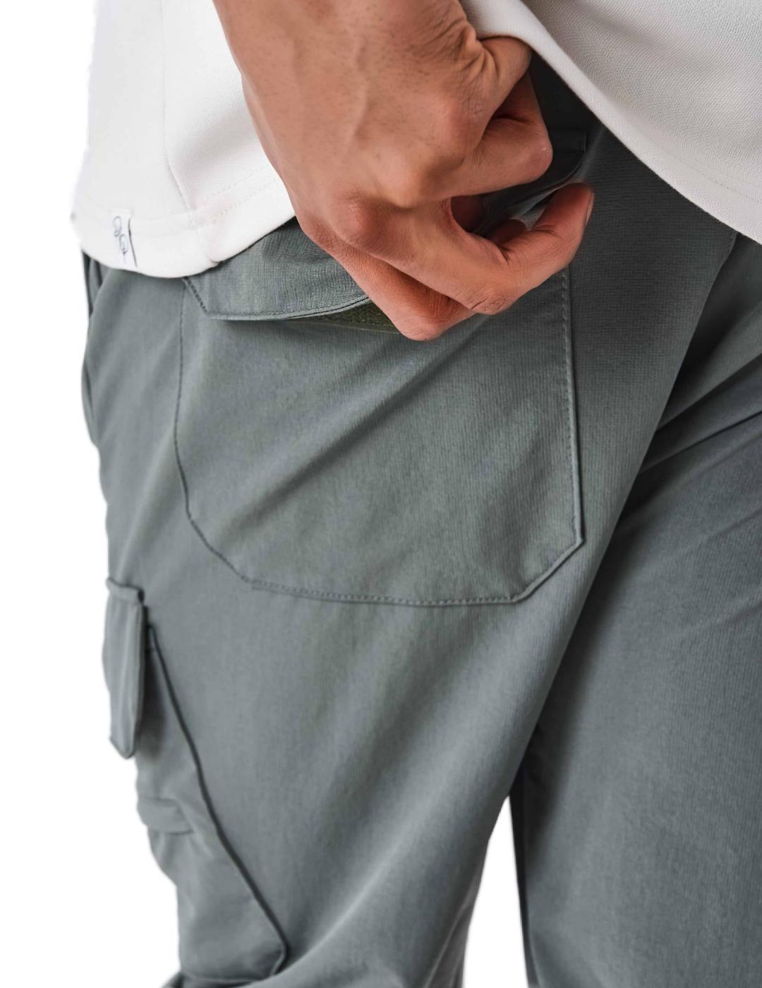 Pantalón Project X Paris cargo verde oscuro slim para hombre