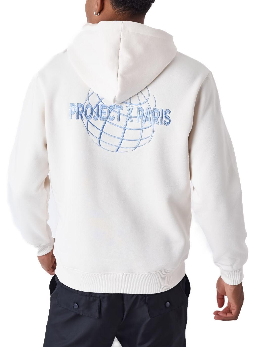 Sudadera Project X Paris blanco roto con capucha para hombre