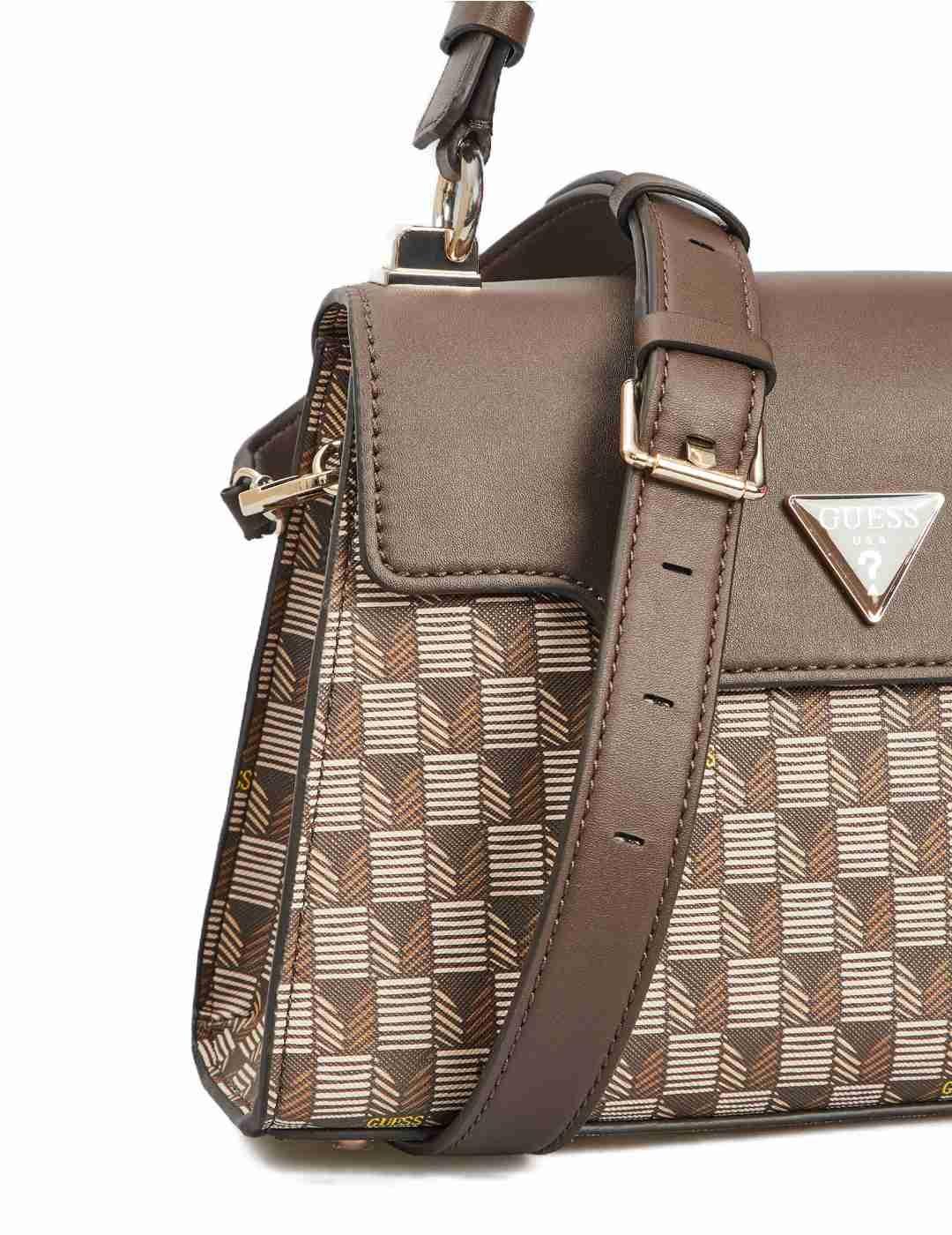 Bolso Guess Wave marrón estampado geométrico para mujer