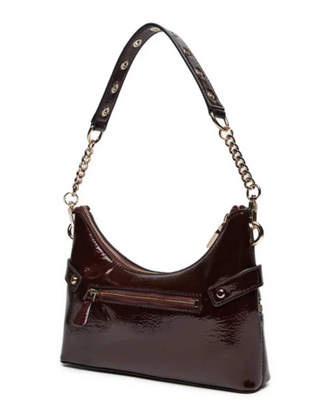 Bolso de hombro Guess Trissa granate brillante para mujer