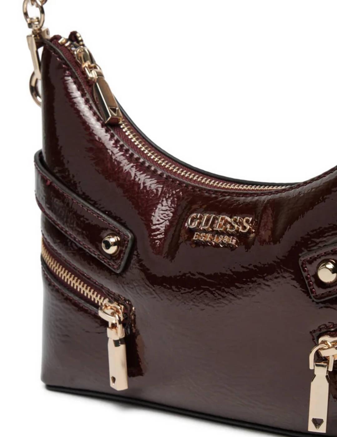 Bolso de hombro Guess Trissa granate brillante para mujer