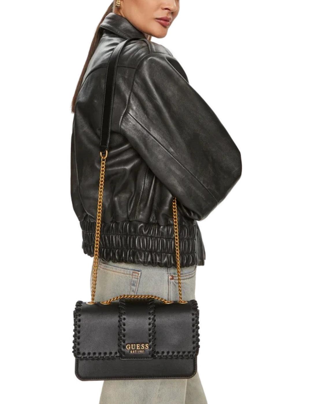 Bolso bandolera Guess Libera negro polipiel para mujer