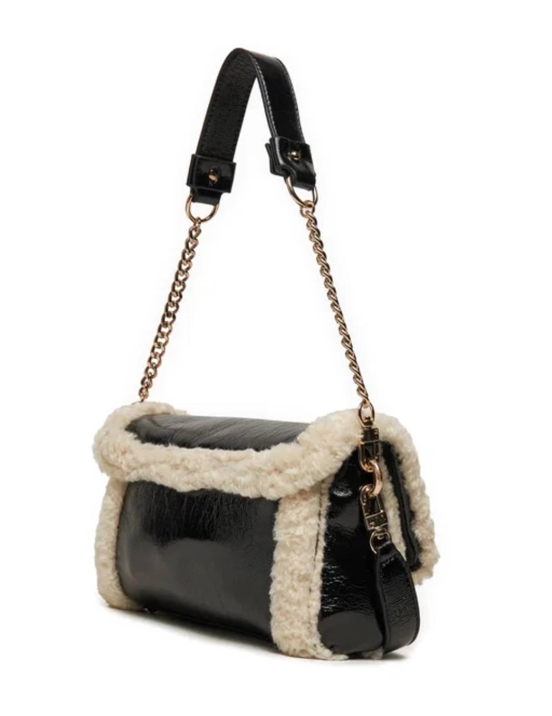 Bolso Guess Davika Shoulder negro con borreguillo para mujer