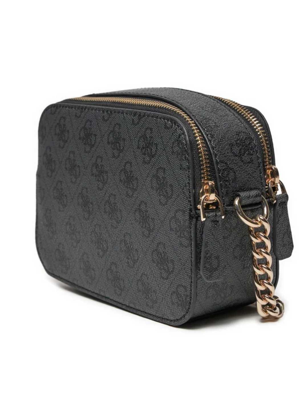 Bolso bandolera Guess Noelle negro logo franja para mujer