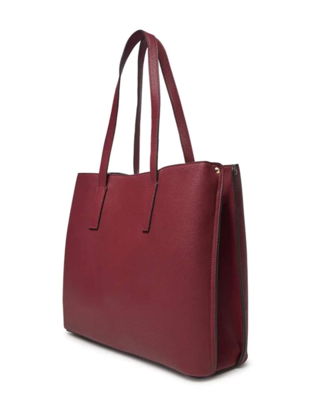 Bolso tote Guess Meridian burdeos y dorado para mujer