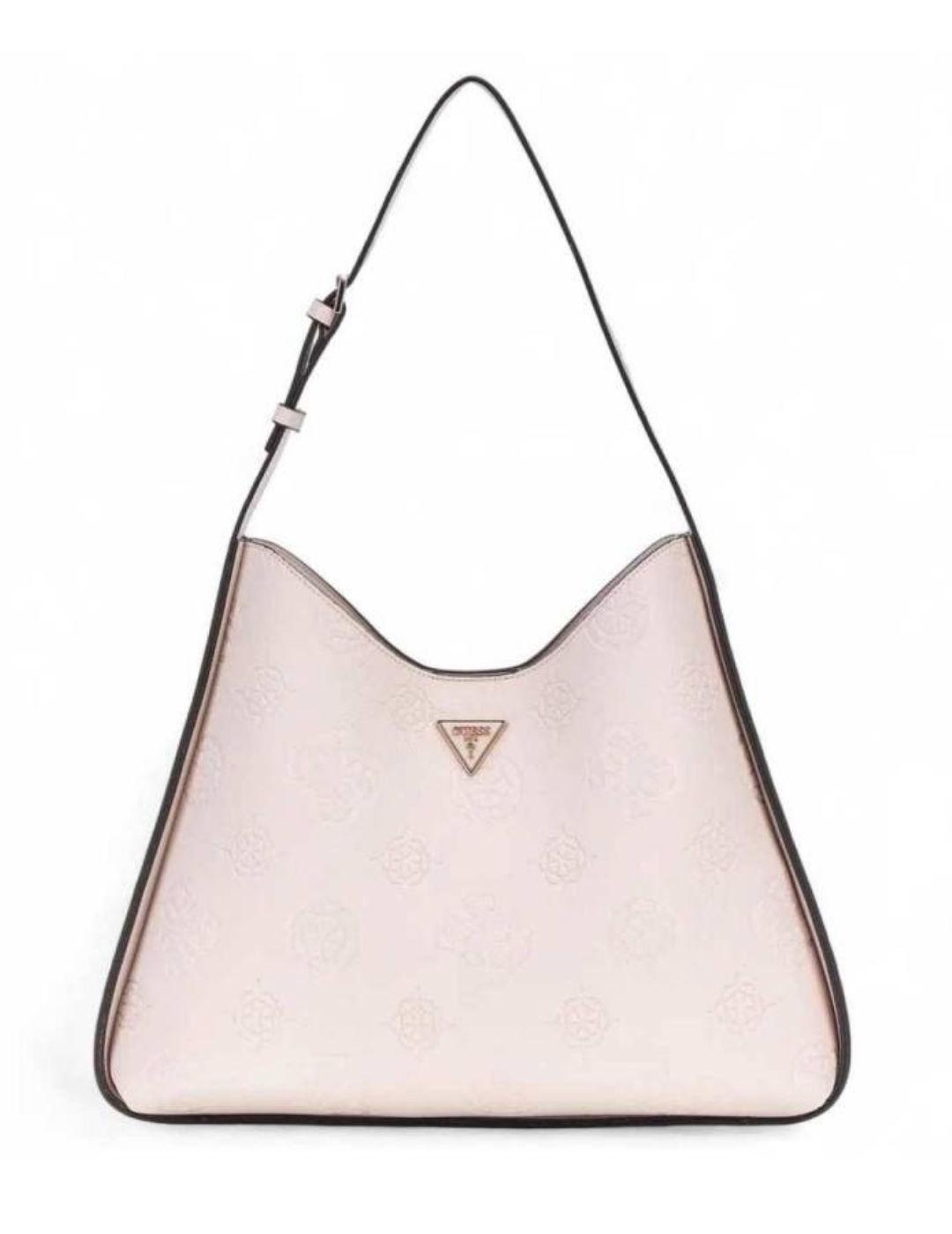 Bolso hobo Guess Keandra rosa palo logotipo para mujer