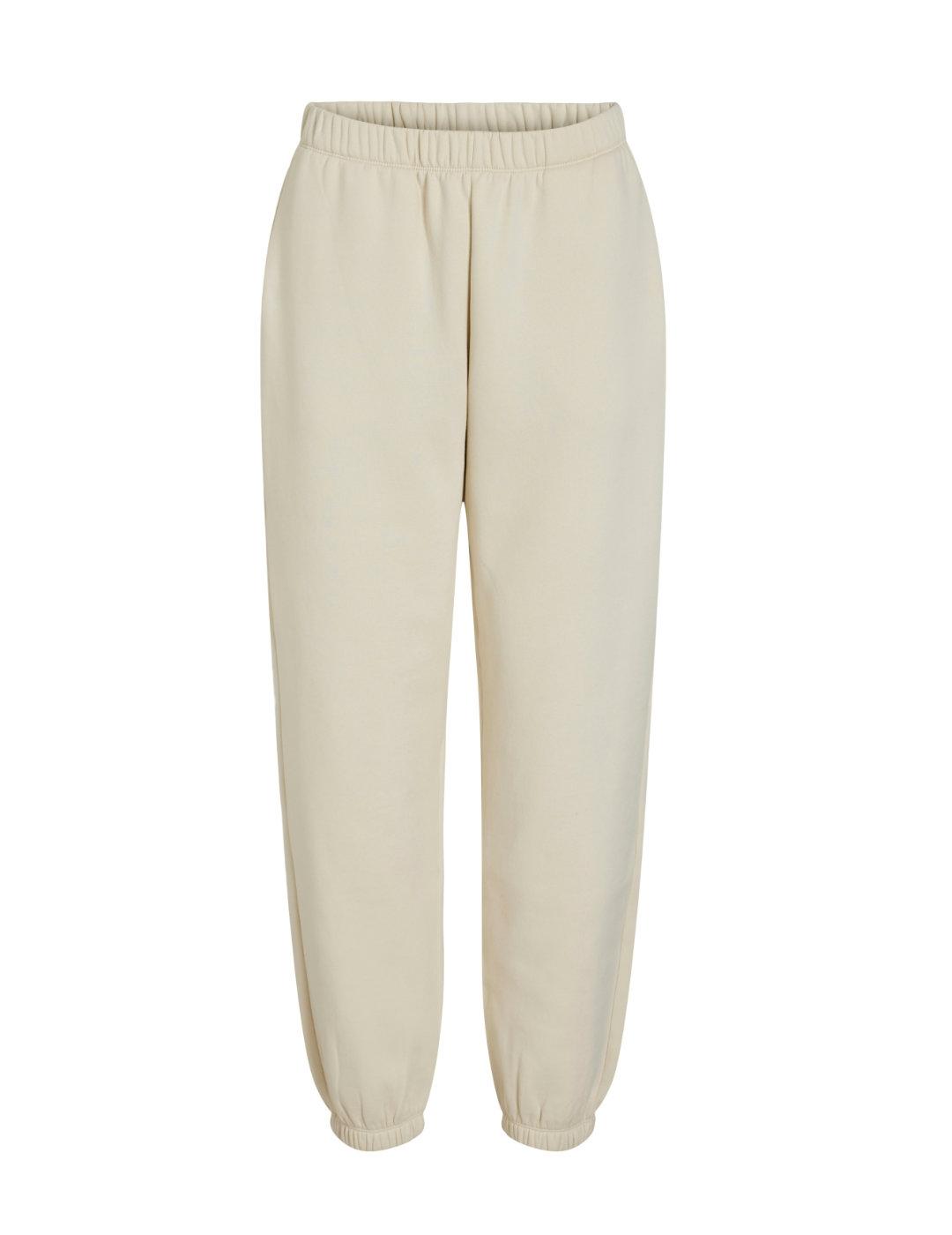 Pantalón Vila Huris beige jogger corte loose para mujer