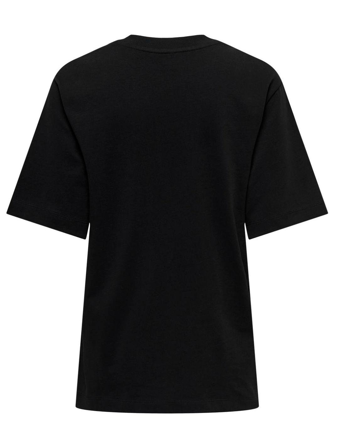 Camiseta básica Only Manhattan negro oversize para mujer