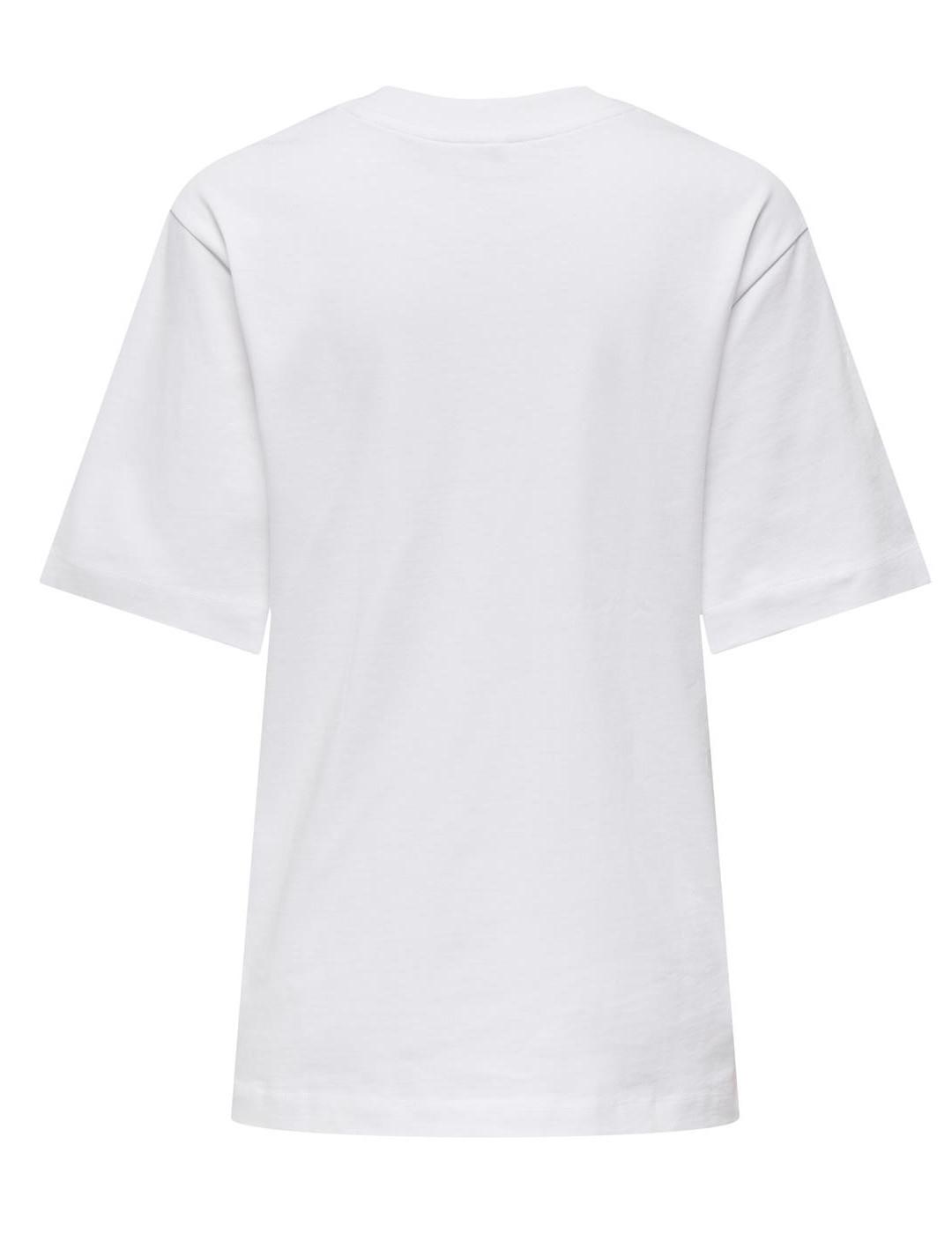 Camiseta básica Only Manhattan blanco oversize para mujer