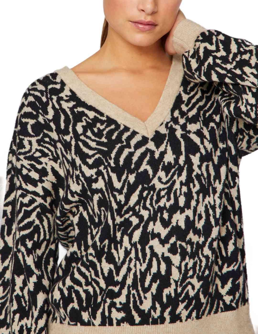 Jersey Vila Ril beige estampado animal print para mujer