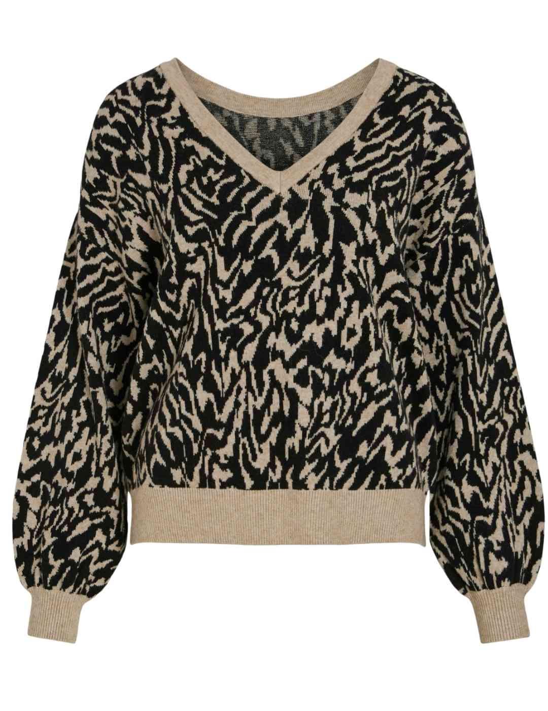 Jersey Vila Ril beige estampado animal print para mujer