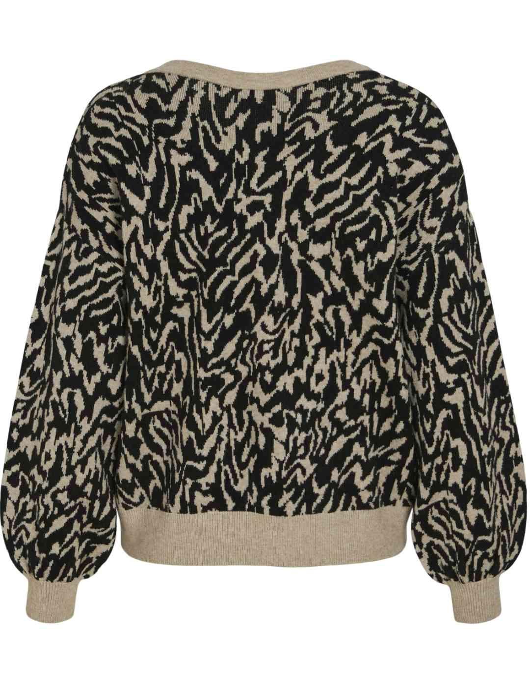 Jersey Vila Ril beige estampado animal print para mujer