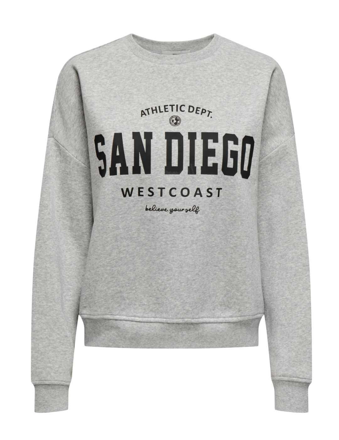 Sudadera Only Sweat gris San Diego sin capucha para mujer