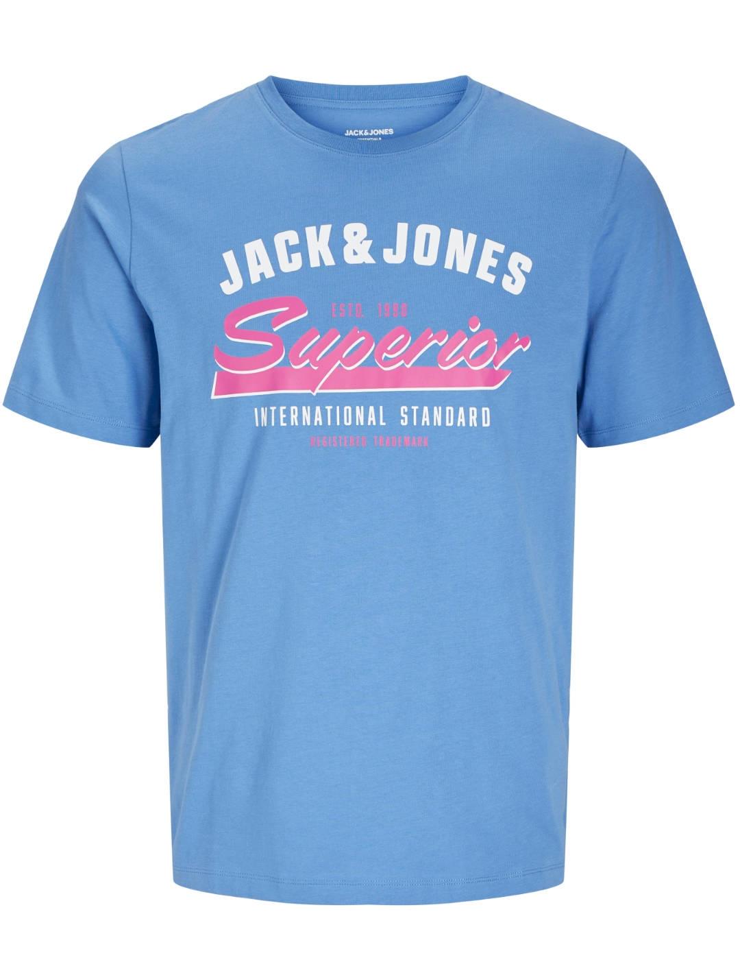 Camiseta Jack&Jones Logo azulón manga corta para hombre